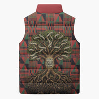 Black Heritage Tree Sleeveless Puffer Jacket African Root Black History Kente Pattern