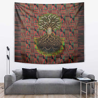 Black Heritage Tree Tapestry African Root Black History Kente Pattern