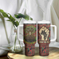 Black Heritage Tree Tumbler With Handle African Root Black History Kente Pattern