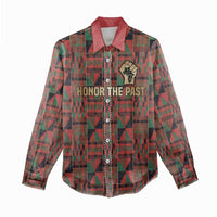 Black Heritage Tree Women Casual Shirt African Root Black History Kente Pattern