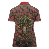 Black Heritage Tree Women Polo Shirt African Root Black History Kente Pattern