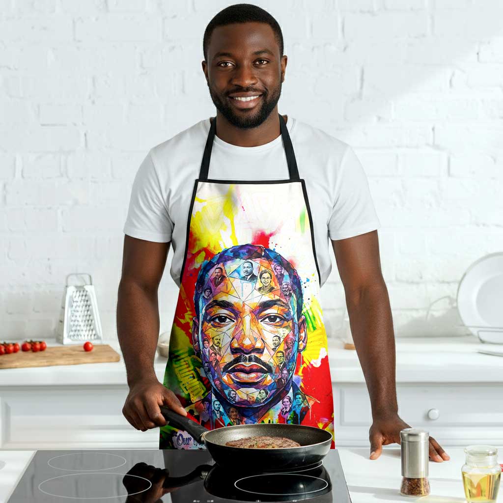 MLK Black Excellence Apron Martin Luther King Jr Colorful Abstract Watercolor