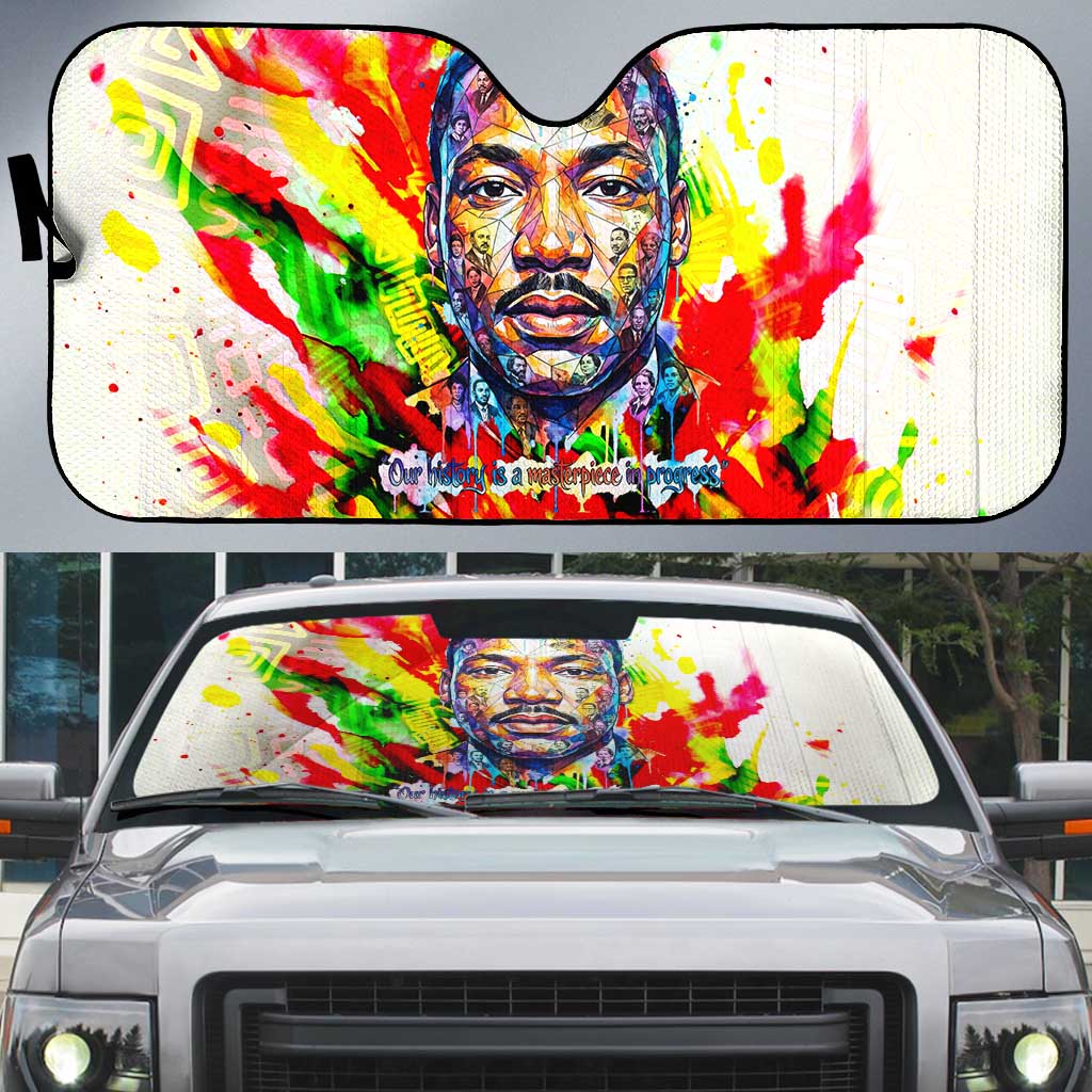 MLK Black Excellence Auto Sun Shade Martin Luther King Jr Colorful Abstract Watercolor