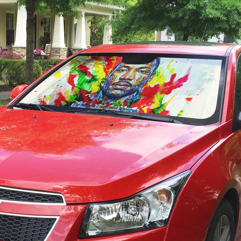 MLK Black Excellence Auto Sun Shade Martin Luther King Jr Colorful Abstract Watercolor