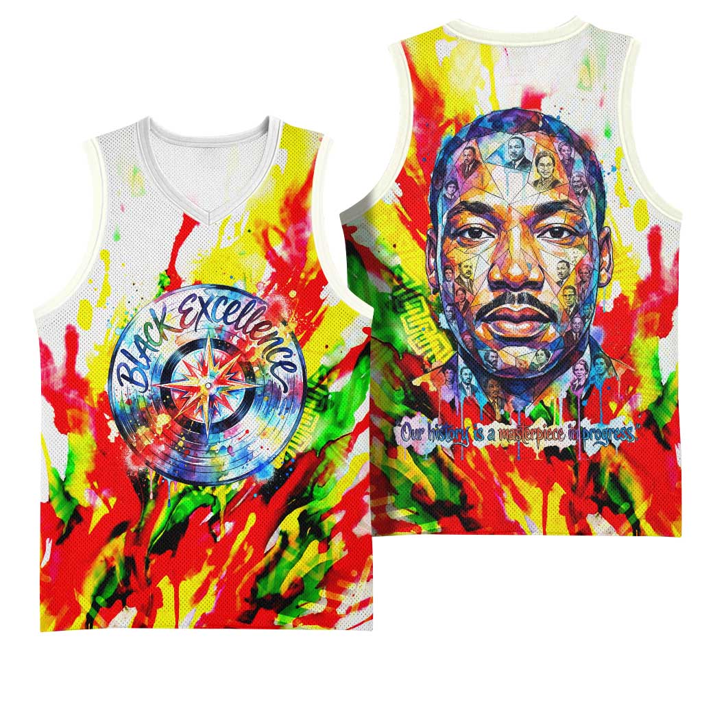 MLK Black Excellence Basketball Jersey Martin Luther King Jr Colorful Abstract Watercolor