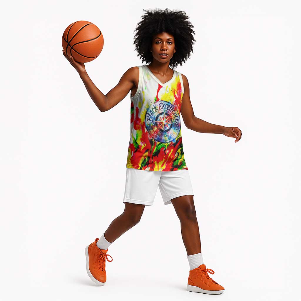MLK Black Excellence Basketball Jersey Martin Luther King Jr Colorful Abstract Watercolor
