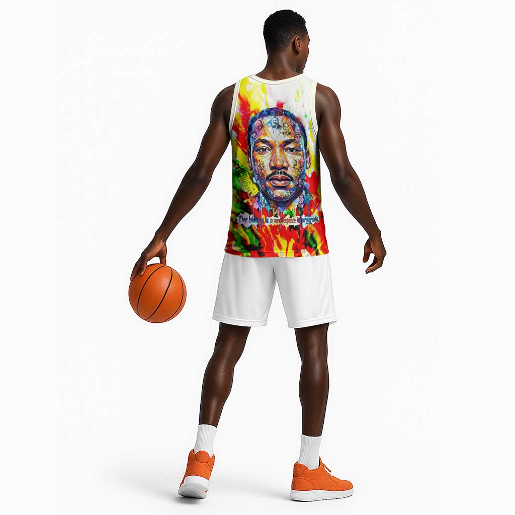MLK Black Excellence Basketball Jersey Martin Luther King Jr Colorful Abstract Watercolor