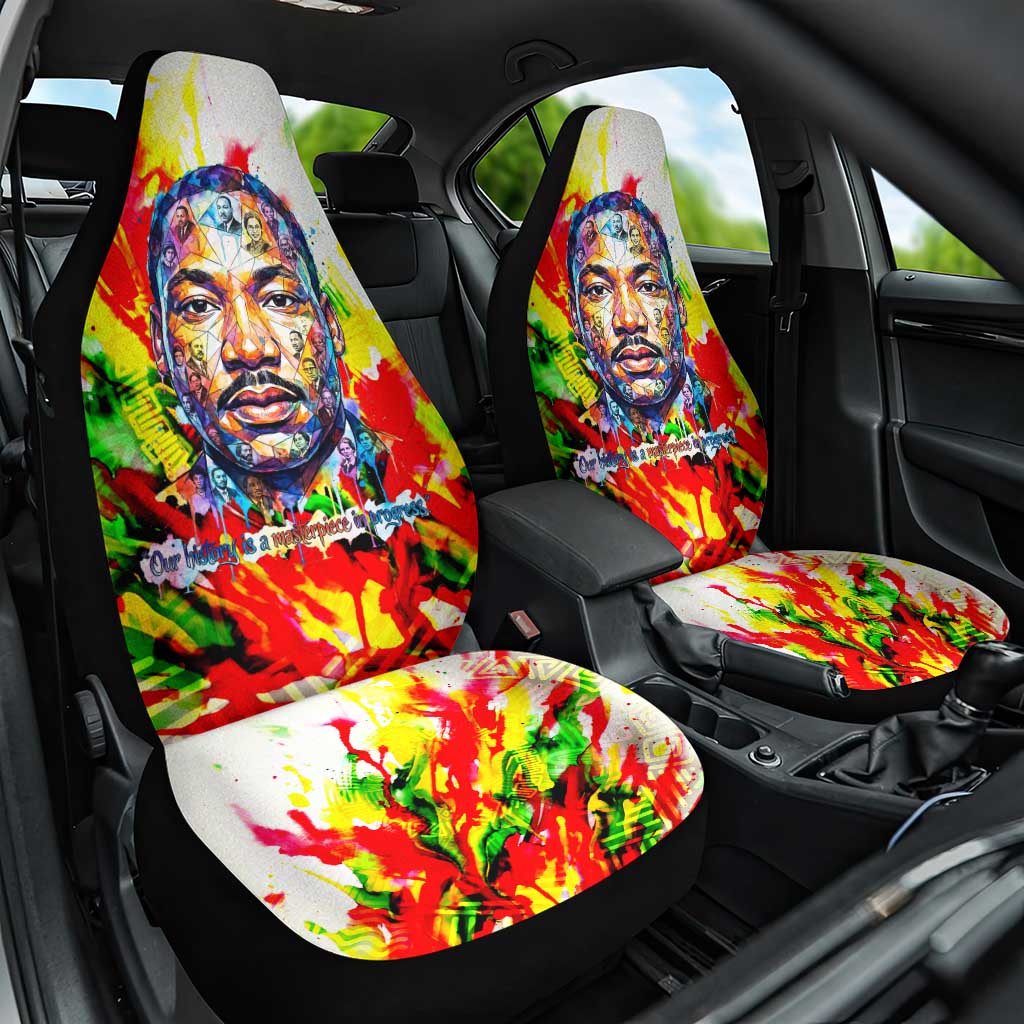 MLK Black Excellence Car Seat Cover Martin Luther King Jr Colorful Abstract Watercolor