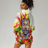 MLK Black Excellence Hoodie Dress Martin Luther King Jr Colorful Abstract Watercolor