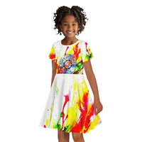 MLK Black Excellence Kid Short Sleeve Dress Martin Luther King Jr Colorful Abstract Watercolor