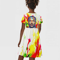 MLK Black Excellence Kid Short Sleeve Dress Martin Luther King Jr Colorful Abstract Watercolor