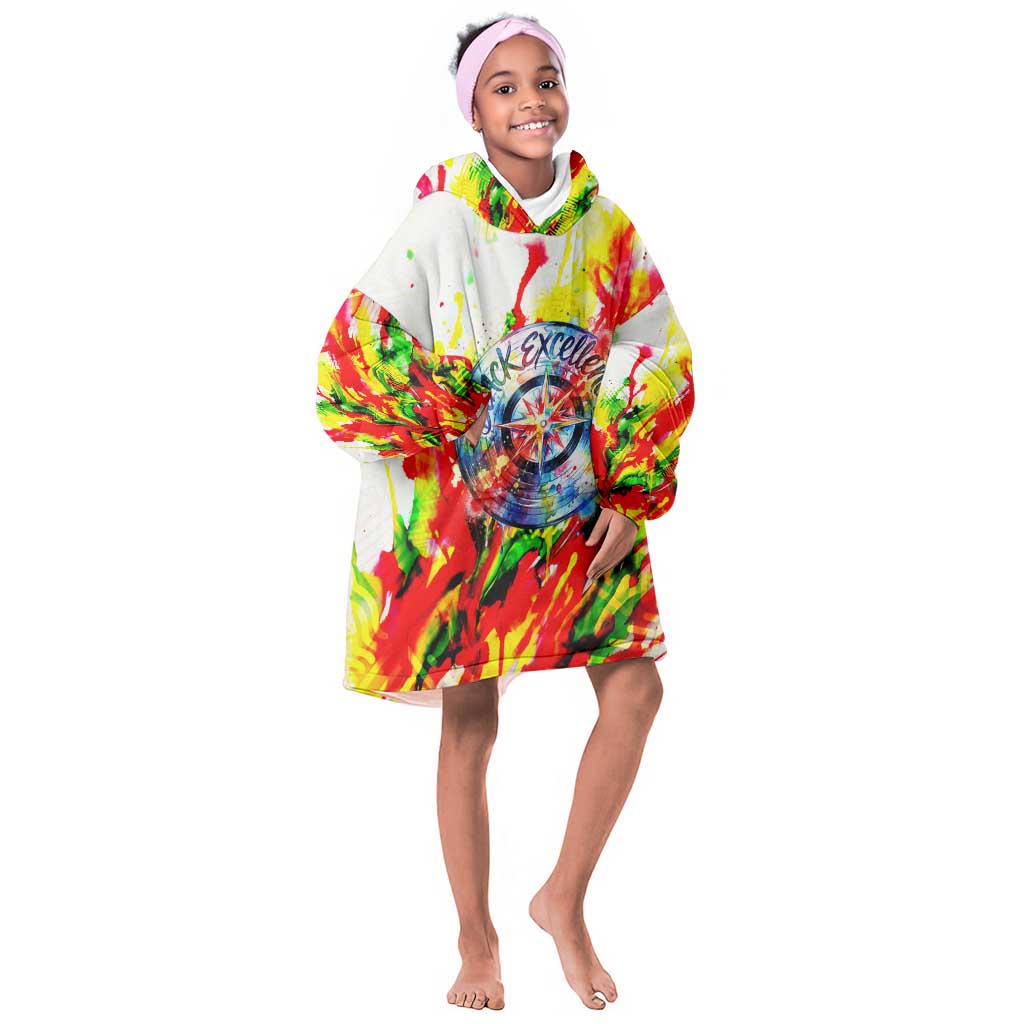 MLK Black Excellence Kid Wearable Blanket Hoodie Martin Luther King Jr Colorful Abstract Watercolor
