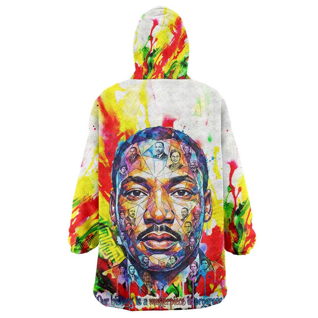 MLK Black Excellence Kid Wearable Blanket Hoodie Martin Luther King Jr Colorful Abstract Watercolor