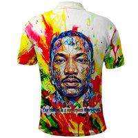 MLK Black Excellence Polo Shirt Martin Luther King Jr Colorful Abstract Watercolor