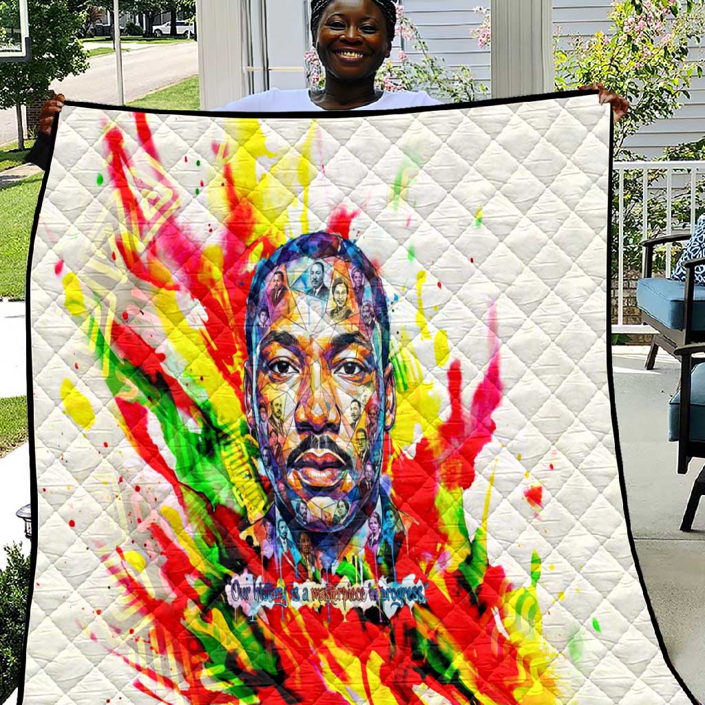 MLK Black Excellence Quilt Martin Luther King Jr Colorful Abstract Watercolor