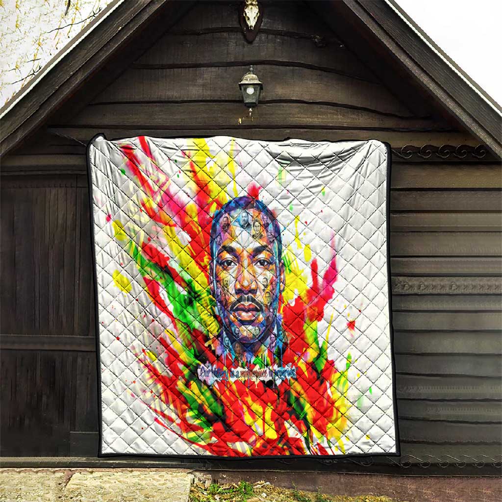 MLK Black Excellence Quilt Martin Luther King Jr Colorful Abstract Watercolor