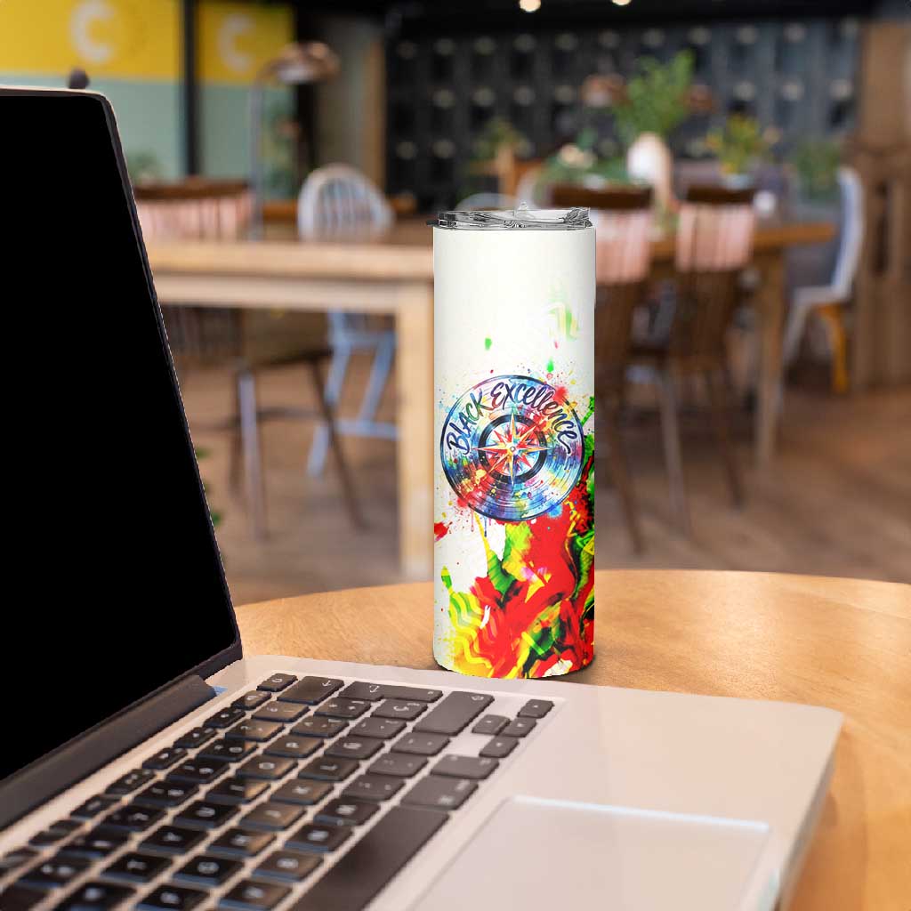 MLK Black Excellence Skinny Tumbler Martin Luther King Jr Colorful Abstract Watercolor