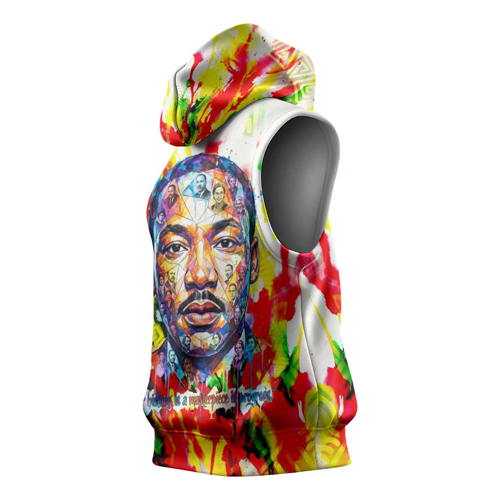 MLK Black Excellence Sleeveless Hoodie Martin Luther King Jr Colorful Abstract Watercolor