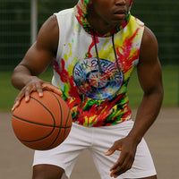 MLK Black Excellence Sleeveless Hoodie Martin Luther King Jr Colorful Abstract Watercolor