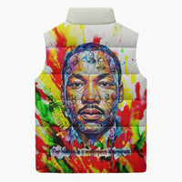MLK Black Excellence Sleeveless Puffer Jacket Martin Luther King Jr Colorful Abstract Watercolor