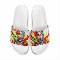 MLK Black Excellence Slide Sandals Martin Luther King Jr Colorful Abstract Watercolor