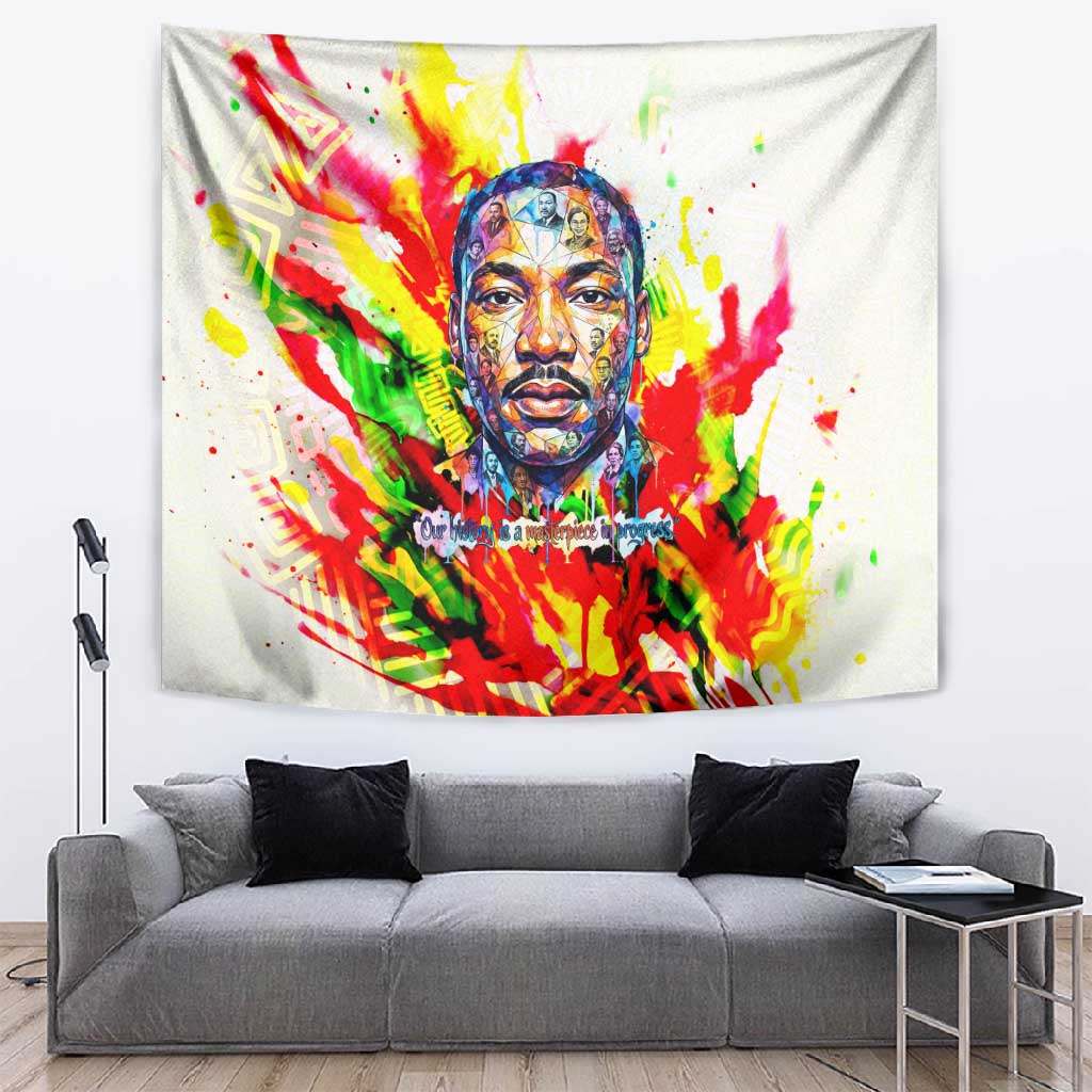 MLK Black Excellence Tapestry Martin Luther King Jr Colorful Abstract Watercolor