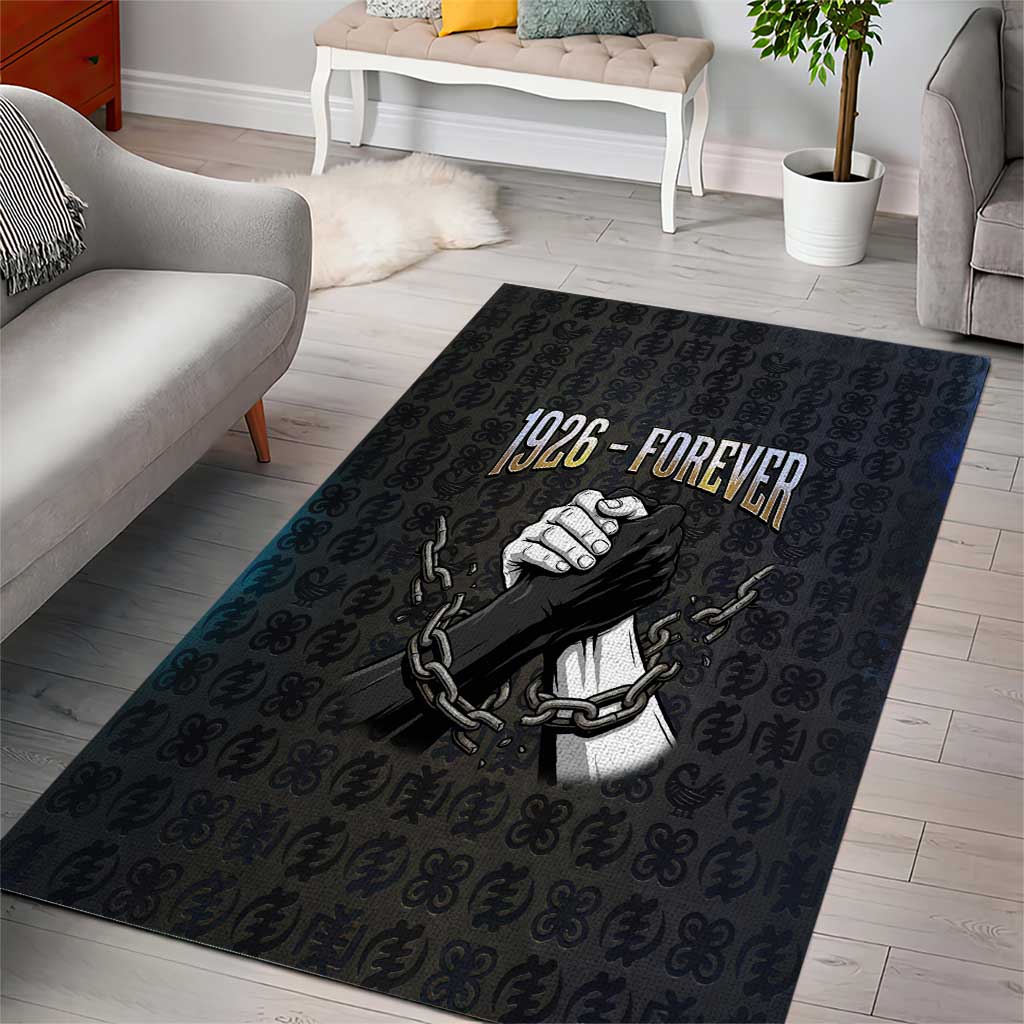 1926 Forever Black History Month Area Rug Broken Chains Freedom Adinkra Symbol