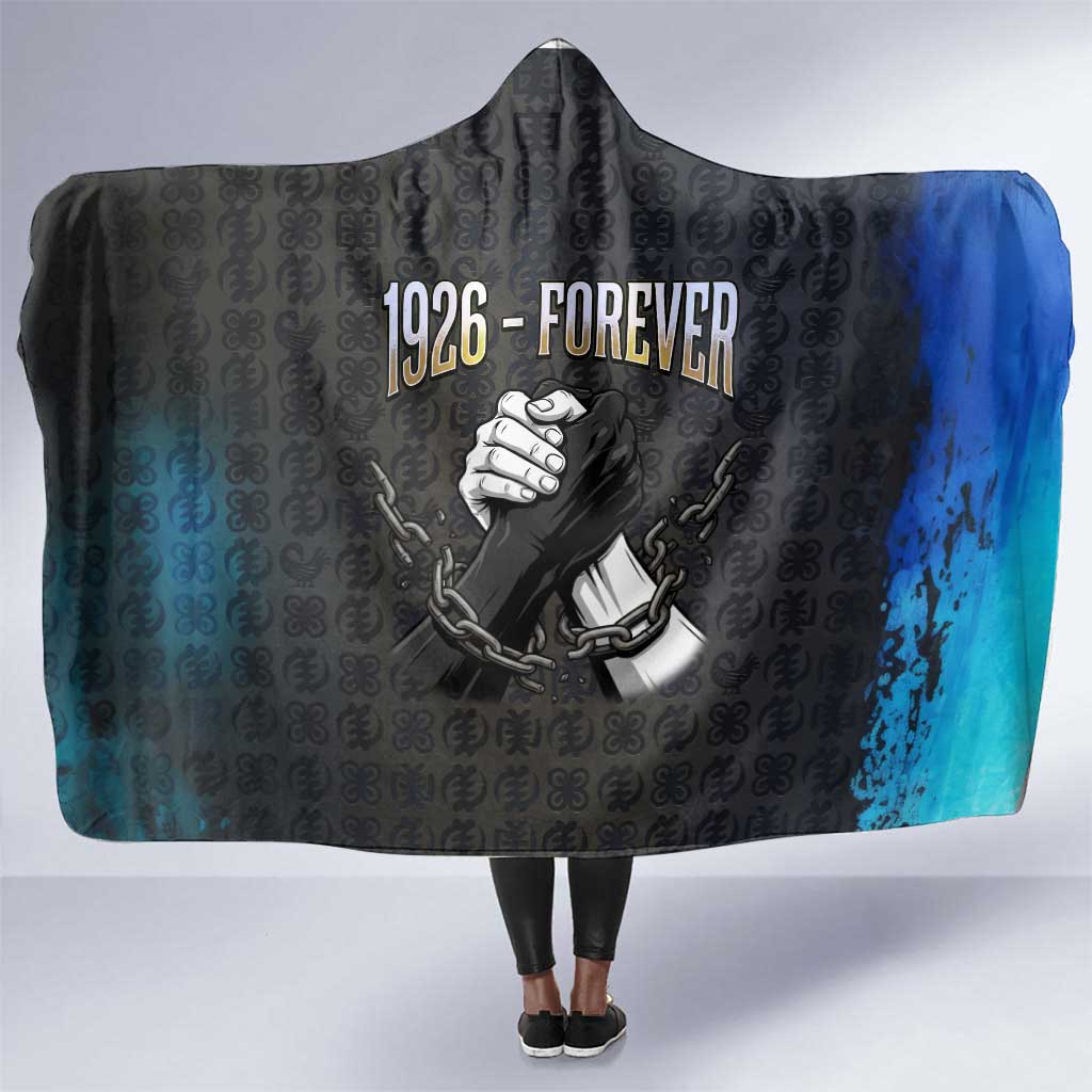 1926 Forever Black History Month Hooded Blanket Broken Chains Freedom Adinkra Symbol