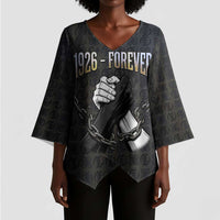 1926 Forever Black History Month Kimono Sleeve Blouse Broken Chains Freedom Adinkra Symbol