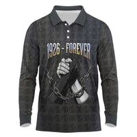 1926 Forever Black History Month Long Sleeve Polo Shirt Broken Chains Freedom Adinkra Symbol