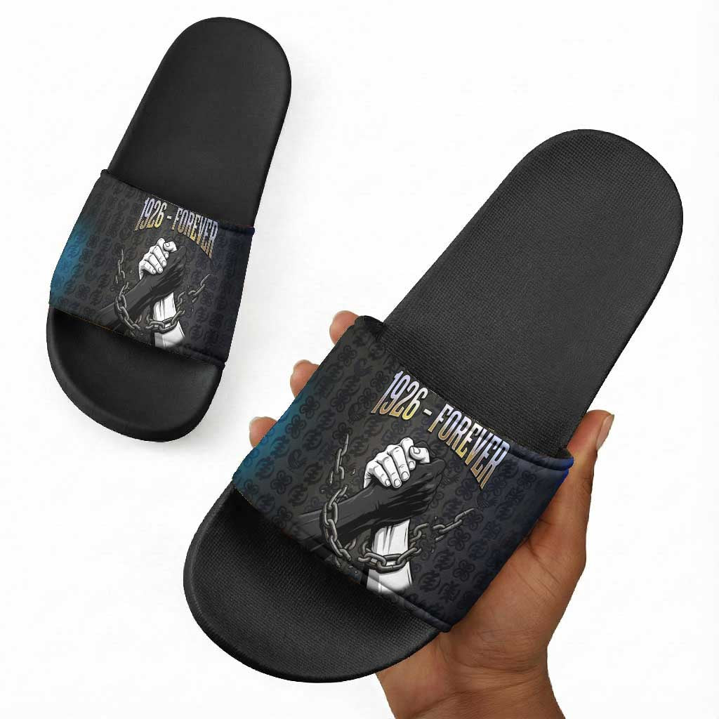 1926 Forever Black History Month Slide Sandals Broken Chains Freedom Adinkra Symbol