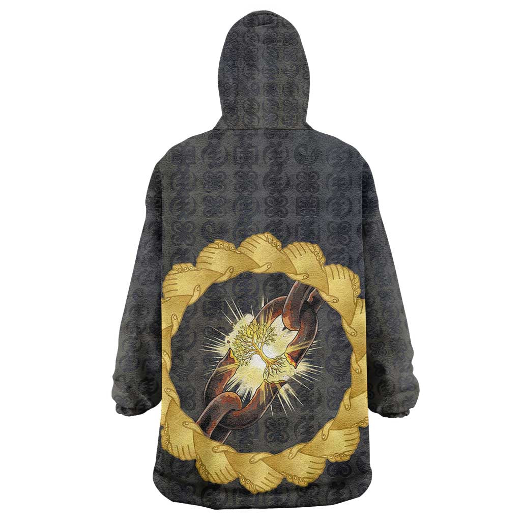 1926 Forever Black History Month Wearable Blanket Hoodie Broken Chains Freedom Adinkra Symbol