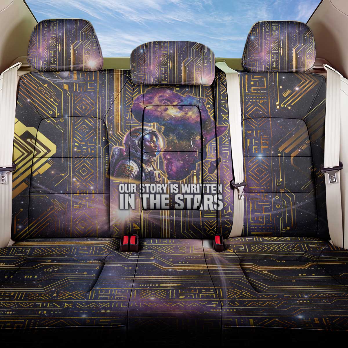 Afrofuturism Legacy Beyond Back Car Seat Cover African Astronaut Galaxy Mask