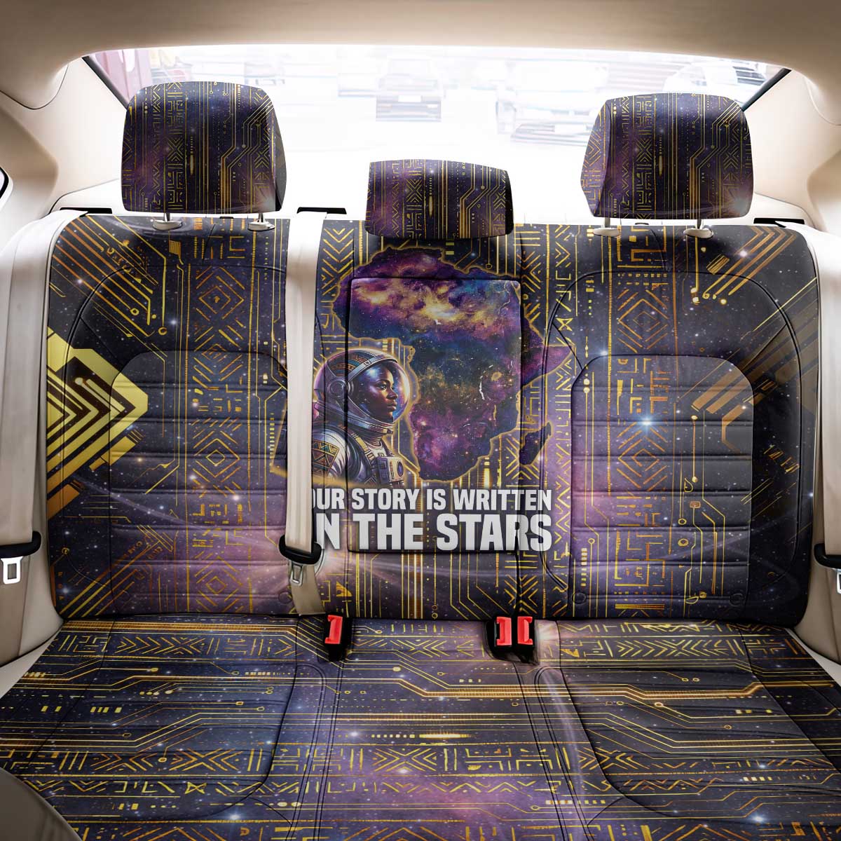Afrofuturism Legacy Beyond Back Car Seat Cover African Astronaut Galaxy Mask