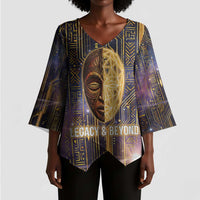 Afrofuturism Legacy Beyond Kimono Sleeve Blouse African Astronaut Galaxy Mask