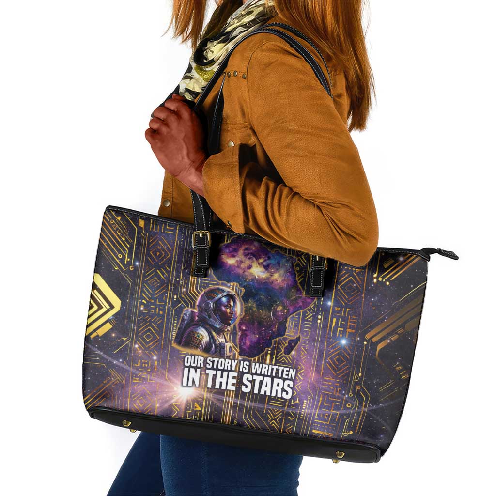 Afrofuturism Legacy Beyond Leather Tote Bag African Astronaut Galaxy Mask