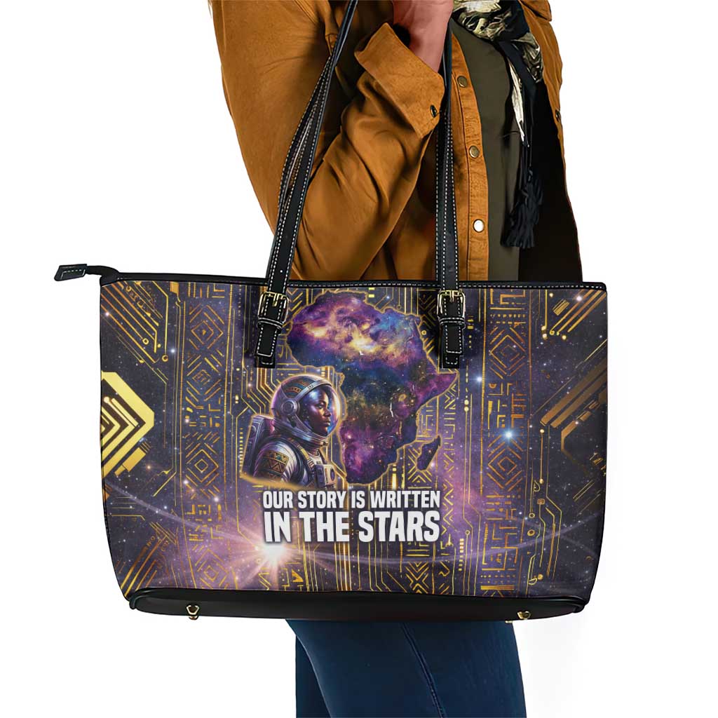 Afrofuturism Legacy Beyond Leather Tote Bag African Astronaut Galaxy Mask