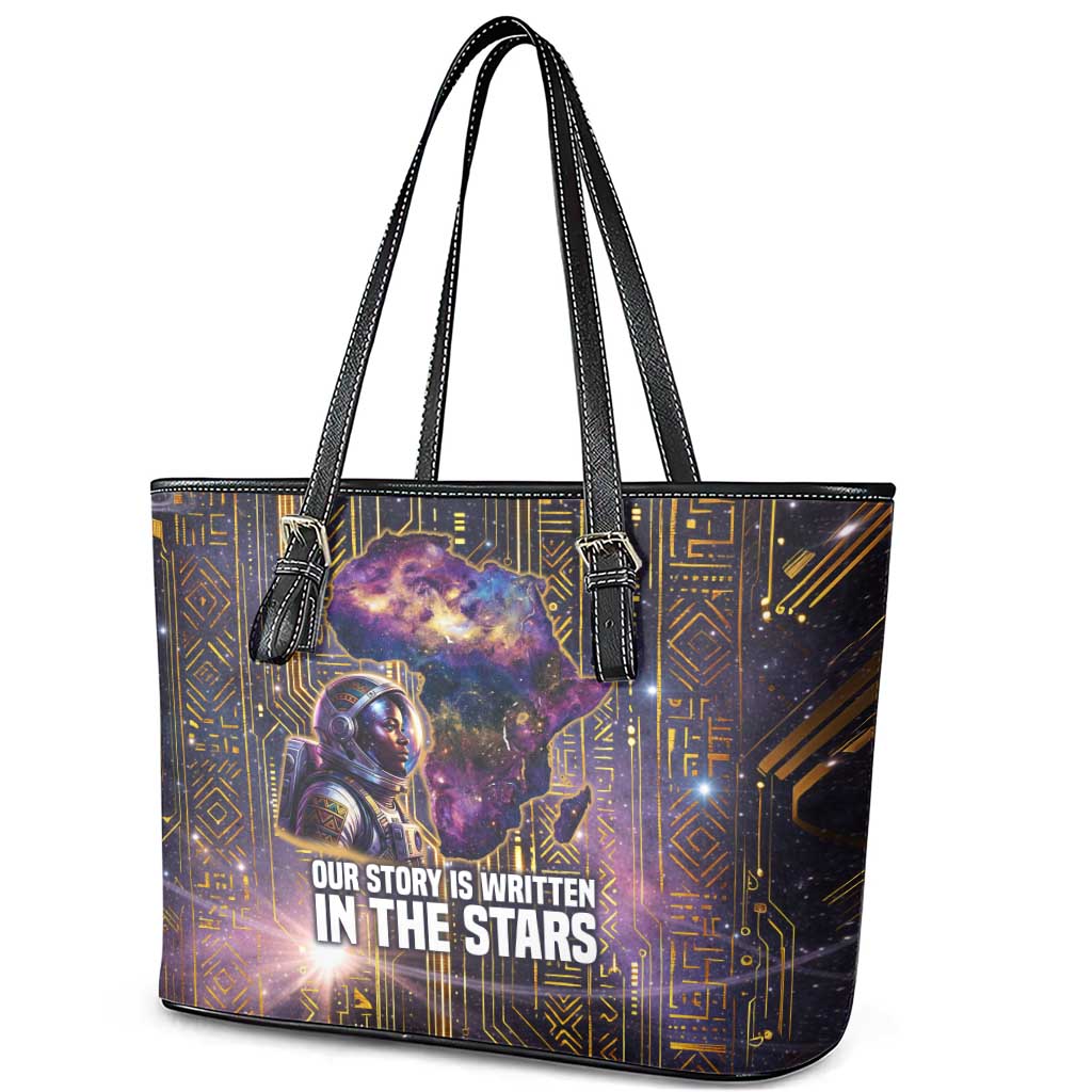 Afrofuturism Legacy Beyond Leather Tote Bag African Astronaut Galaxy Mask