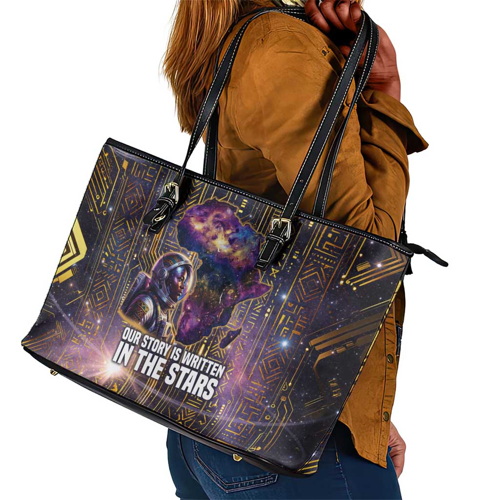 Afrofuturism Legacy Beyond Leather Tote Bag African Astronaut Galaxy Mask