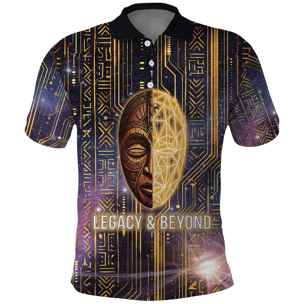Afrofuturism Legacy Beyond Polo Shirt African Astronaut Galaxy Mask