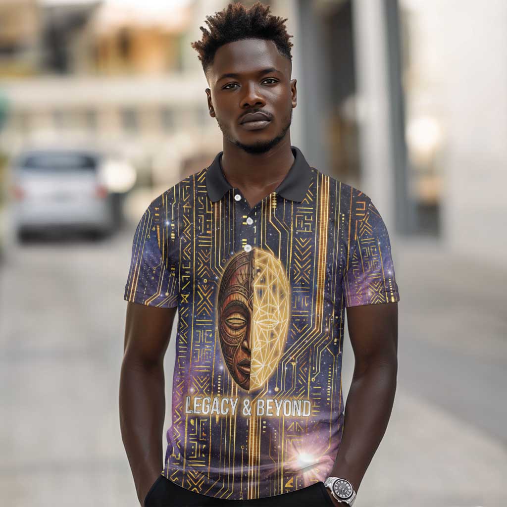 Afrofuturism Legacy Beyond Polo Shirt African Astronaut Galaxy Mask