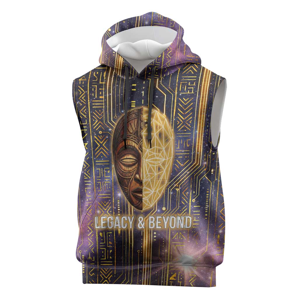 Afrofuturism Legacy Beyond Sleeveless Hoodie African Astronaut Galaxy Mask