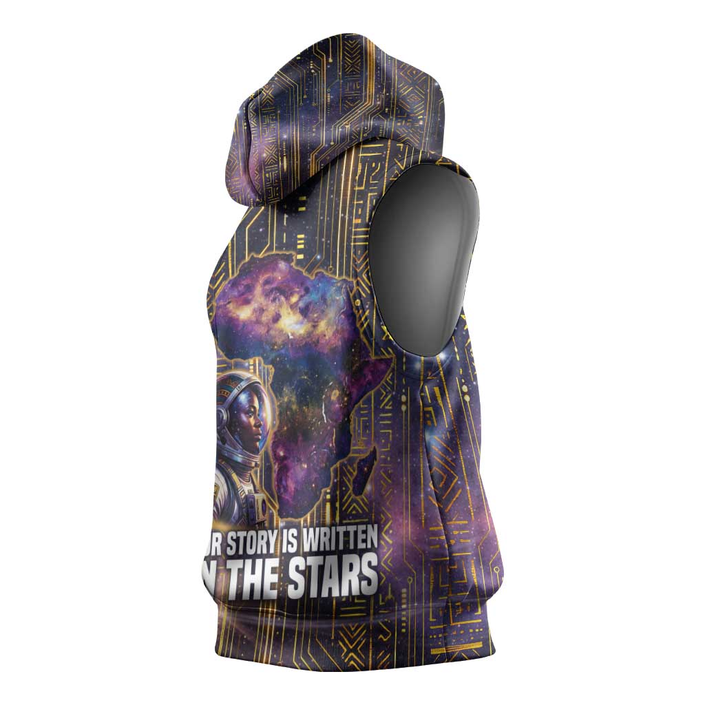 Afrofuturism Legacy Beyond Sleeveless Hoodie African Astronaut Galaxy Mask