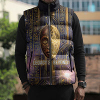 Afrofuturism Legacy Beyond Sleeveless Puffer Jacket African Astronaut Galaxy Mask