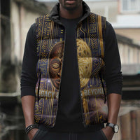 Afrofuturism Legacy Beyond Sleeveless Puffer Jacket African Astronaut Galaxy Mask