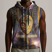 Afrofuturism Legacy Beyond Sleeveless Zip Hoodie African Astronaut Galaxy Mask