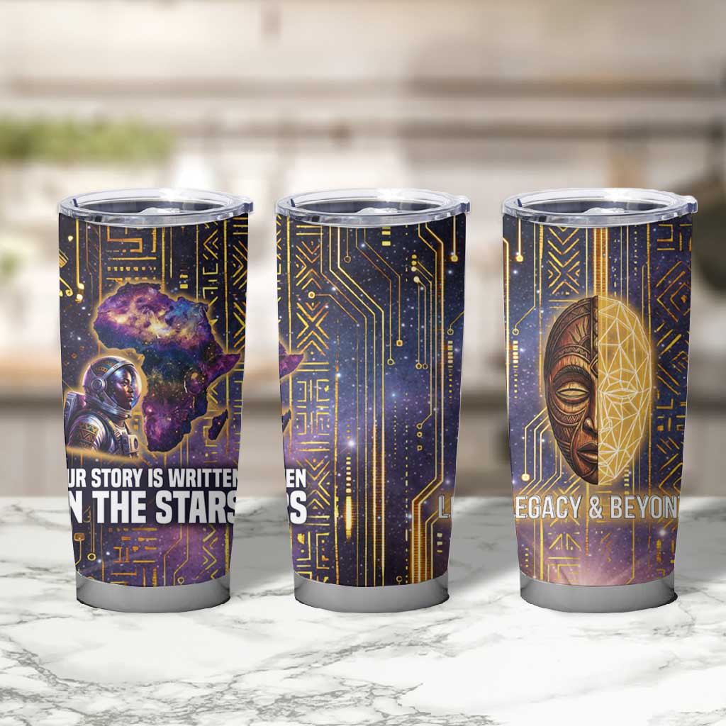 Afrofuturism Legacy Beyond Tumbler Cup African Astronaut Galaxy Mask