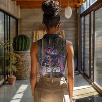 Afrofuturism Legacy Beyond Women Sleeveless Polo Shirt African Astronaut Galaxy Mask
