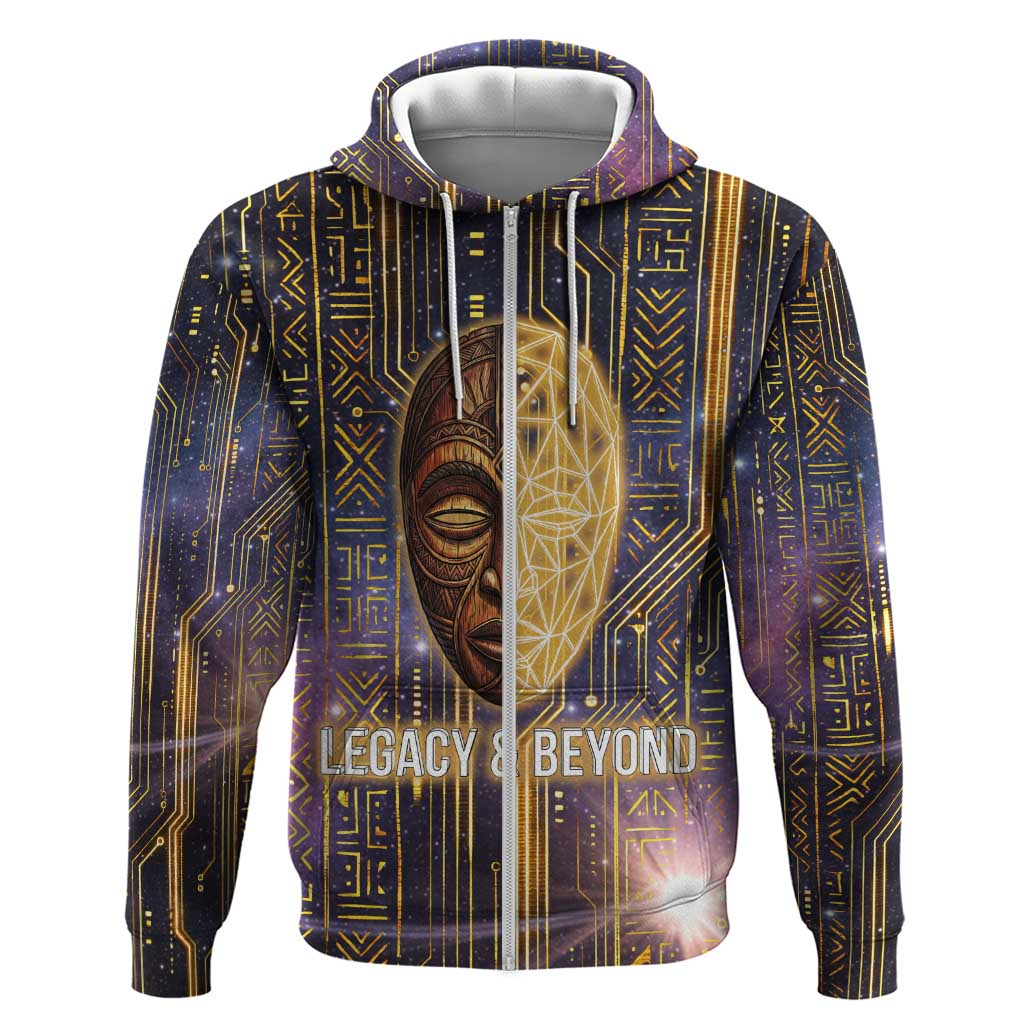 Afrofuturism Legacy Beyond Zip Hoodie African Astronaut Galaxy Mask