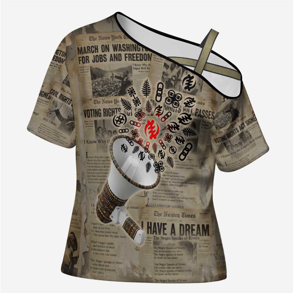 Louder Than Silence African Cross Shoulder Shirt Civil Rights News Megaphone